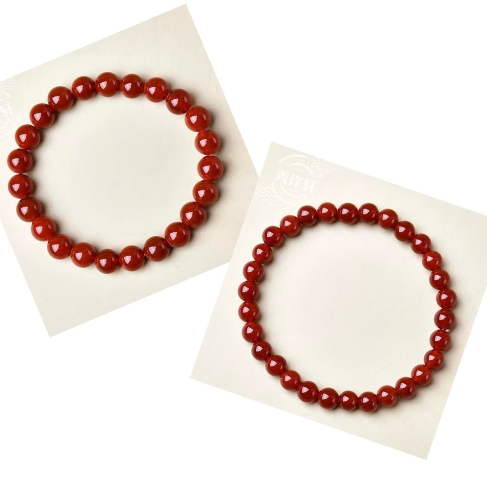 Natural Red Agate Bracelet Set – 8mm & 6mm Matching Stack